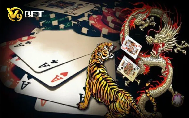 Rồng Hổ V9BET | Luật Chơi, Cửa Dragon, Tiger & Tie 1 Rồng, hổ và các quân bài trong ảnh giới thiệu Rồng Hổ V9BET