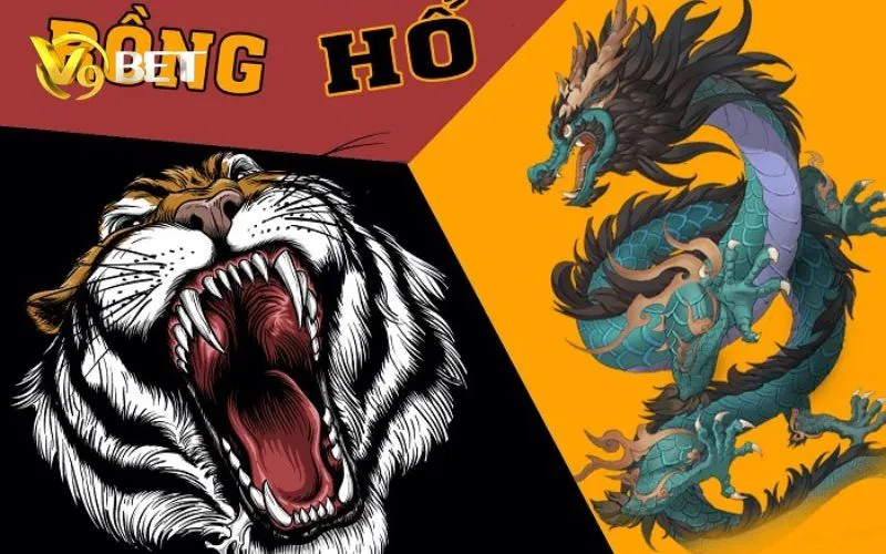 Rồng Hổ V9BET | Luật Chơi, Cửa Dragon, Tiger & Tie 2 Đồ họa rồng và hổ trong mục payout Rồng Hổ V9BET