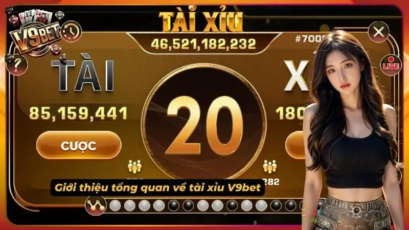 Tài Xỉu V9BET | Cách Chơi, Luật Xúc Xắc & Cửa Cược 1 Giao diện Tài Xỉu V9BET với hai cửa cược và đồng hồ đếm ngược