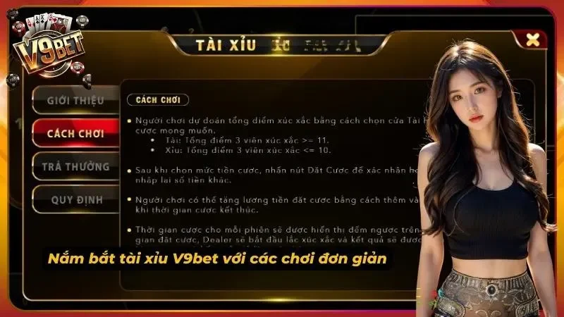Tài Xỉu V9BET | Cách Chơi, Luật Xúc Xắc & Cửa Cược 3 Mục Cách chơi trên giao diện Tài Xỉu V9BET